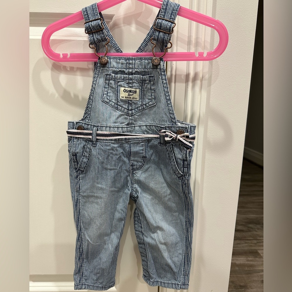 OshKosh B’gosh baby girl pinstripe overalls- 6 months